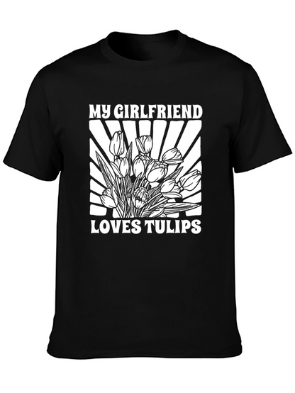 Camiseta Negra: Mi Novia Ama los Tulipanes