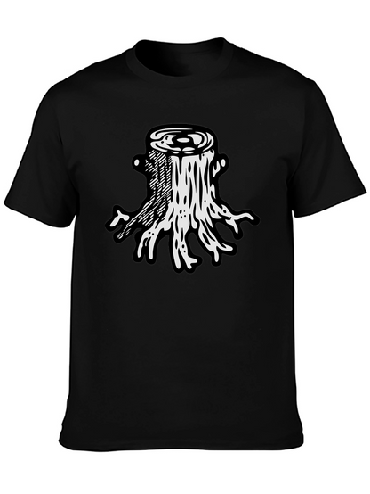 Camiseta Negra Diseño Tocón de Árbol