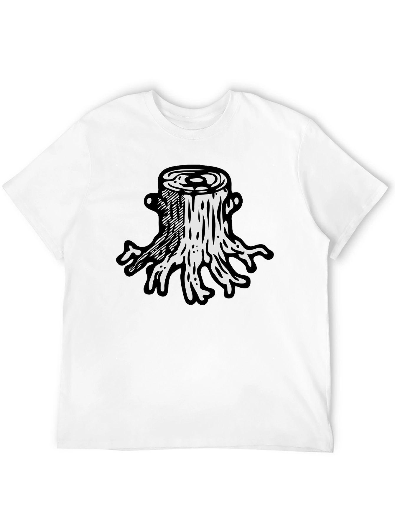 Camiseta Negra Diseño Tocón de Árbol