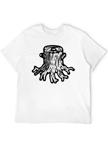 Camiseta Negra Diseño Tocón de Árbol