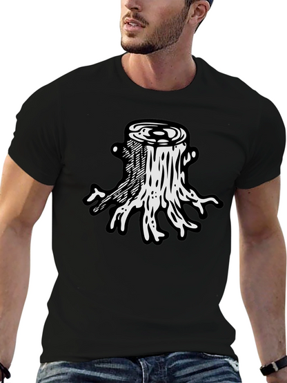 Camiseta Negra Diseño Tocón de Árbol