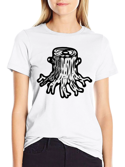 Camiseta Negra Diseño Tocón de Árbol