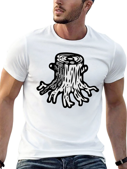 Camiseta Negra Diseño Tocón de Árbol
