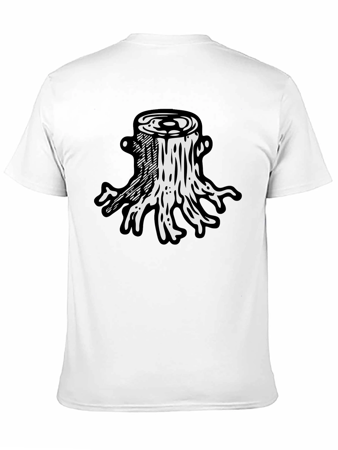 Camiseta Negra Diseño Tocón de Árbol