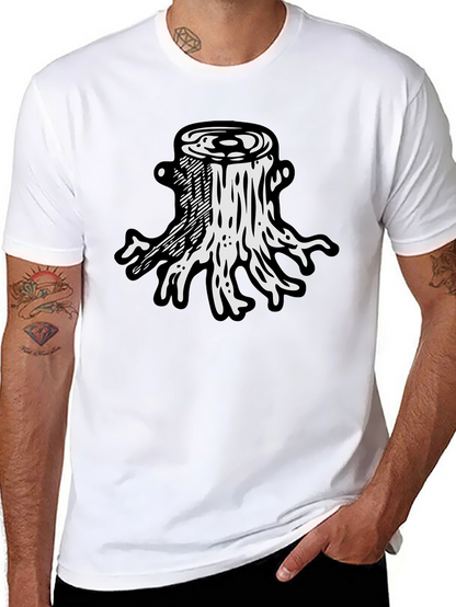 Camiseta Negra Diseño Tocón de Árbol