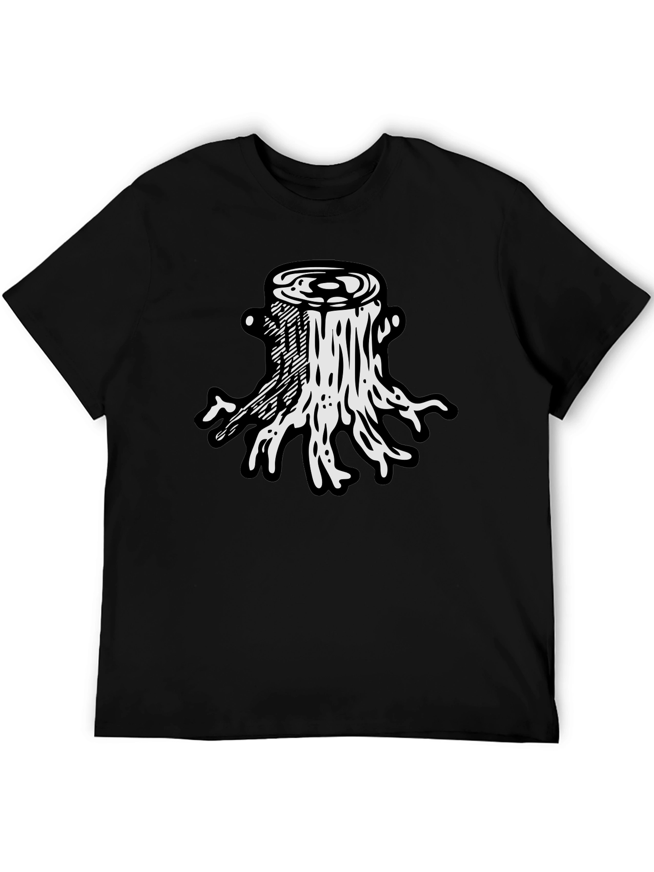 Camiseta Negra Diseño Tocón de Árbol