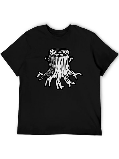 Camiseta Negra Diseño Tocón de Árbol