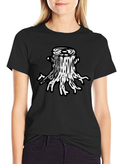 Camiseta Negra Diseño Tocón de Árbol