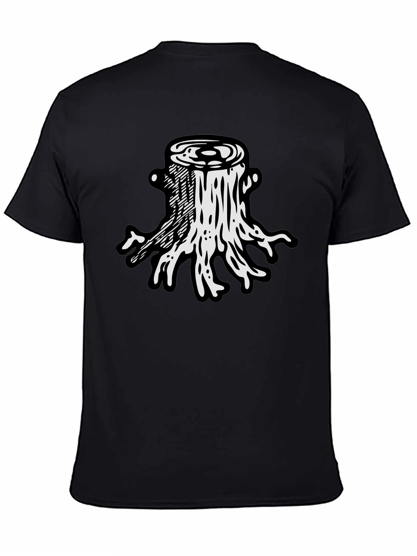 Camiseta Negra Diseño Tocón de Árbol