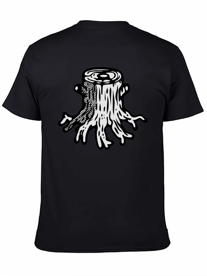 Camiseta Negra Diseño Tocón de Árbol