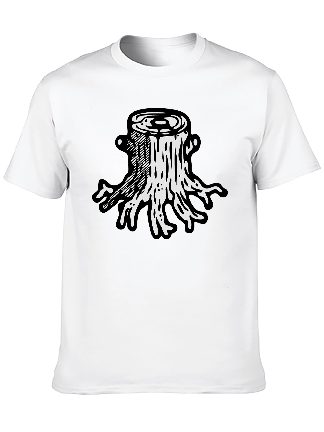 Camiseta Negra Diseño Tocón de Árbol