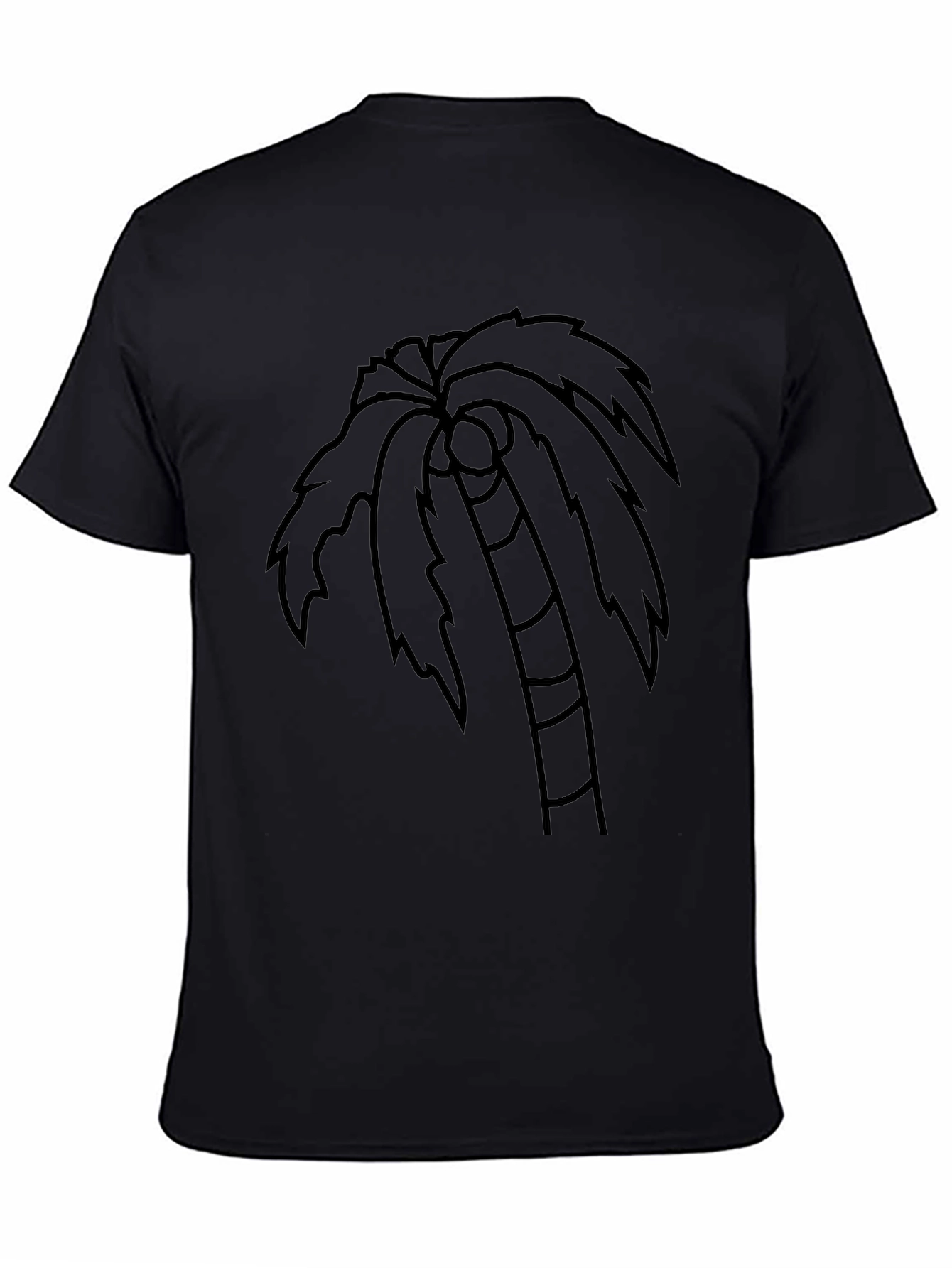 Camiseta Negra con Diseño de Palmera Tropical