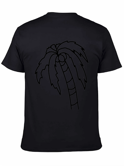 Camiseta Negra con Diseño de Palmera Tropical
