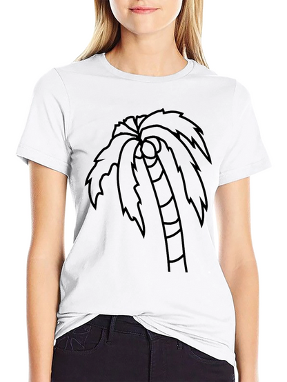 Camiseta Negra con Diseño de Palmera Tropical