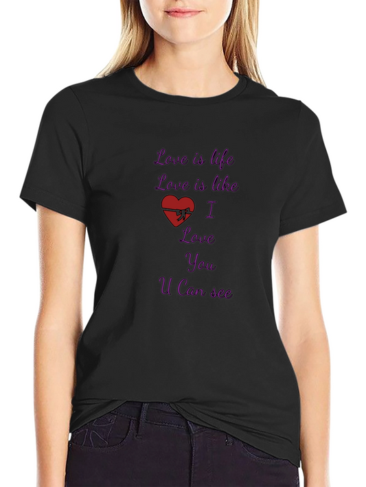 Camiseta Negra con Diseño Romántico Love is Life