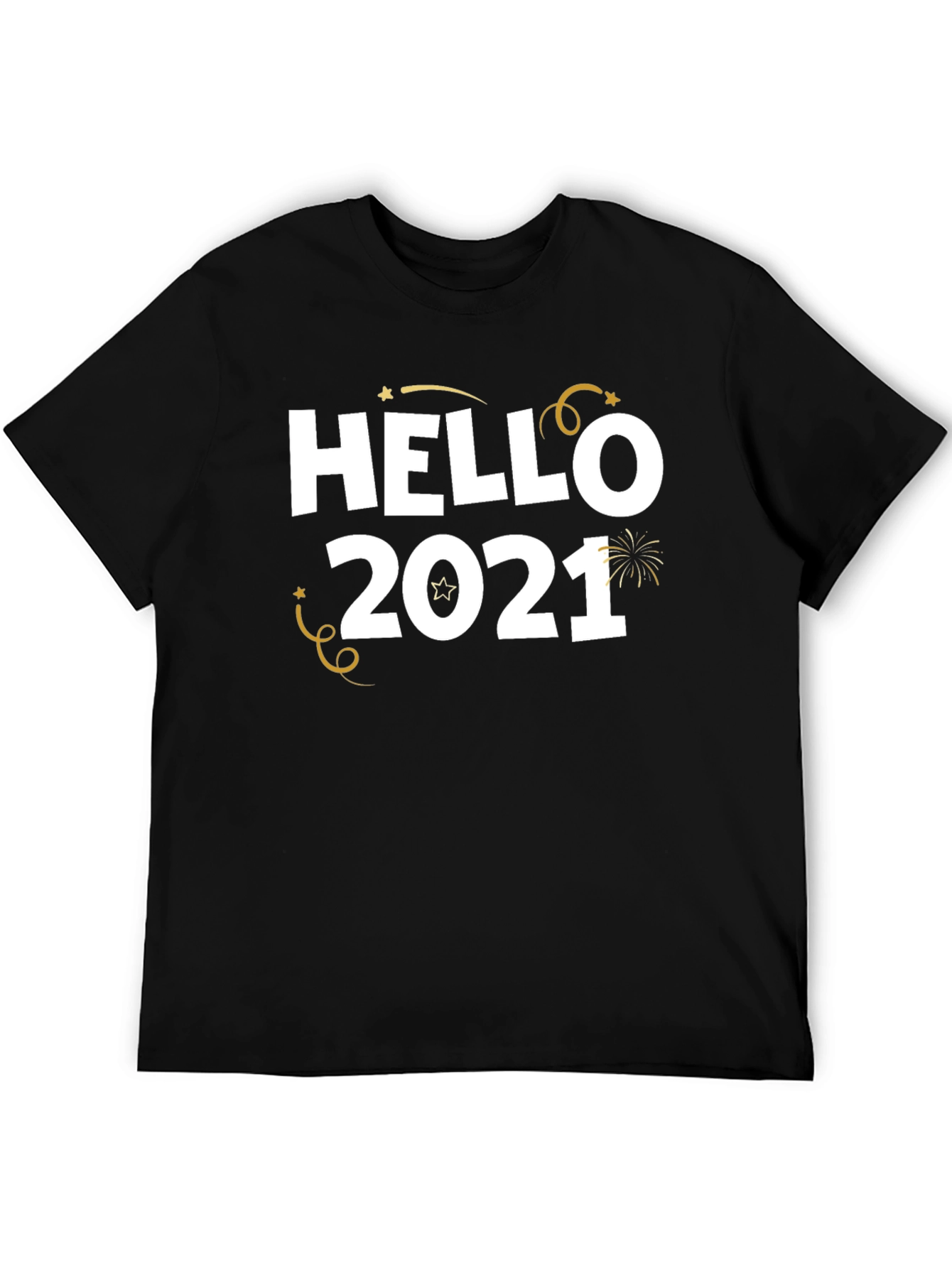 Camiseta Negra Hello 2021 para Celebrar Año Nuevo
