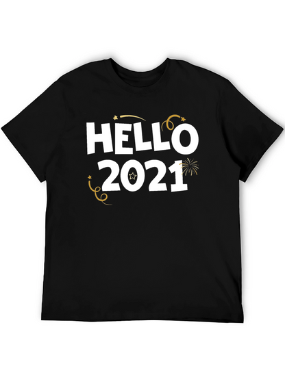 Camiseta Negra Hello 2021 para Celebrar Año Nuevo