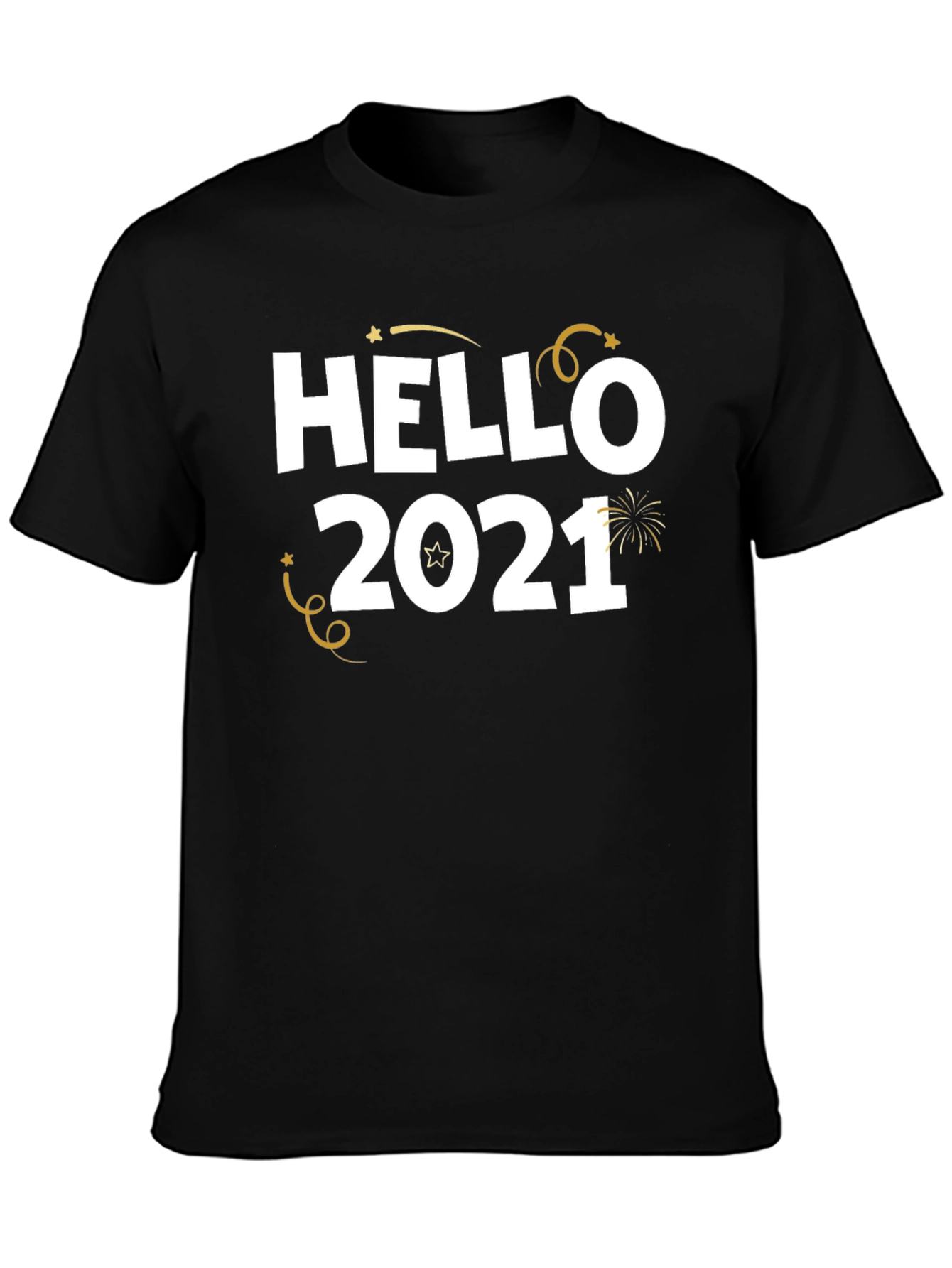 Camiseta Negra Hello 2021 para Celebrar Año Nuevo