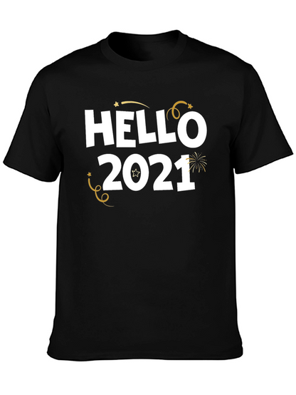 Camiseta Negra Hello 2021 para Celebrar Año Nuevo