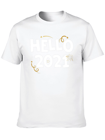 Camiseta Negra Hello 2021 para Celebrar Año Nuevo