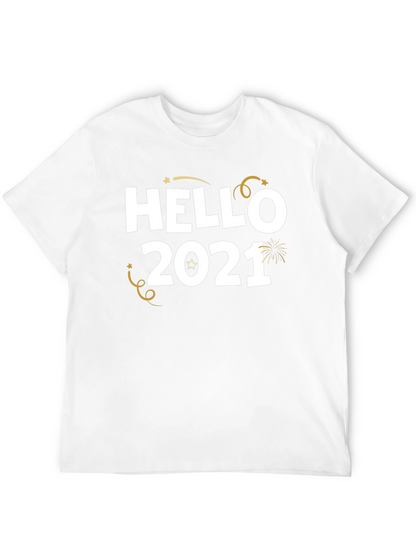 Camiseta Negra Hello 2021 para Celebrar Año Nuevo