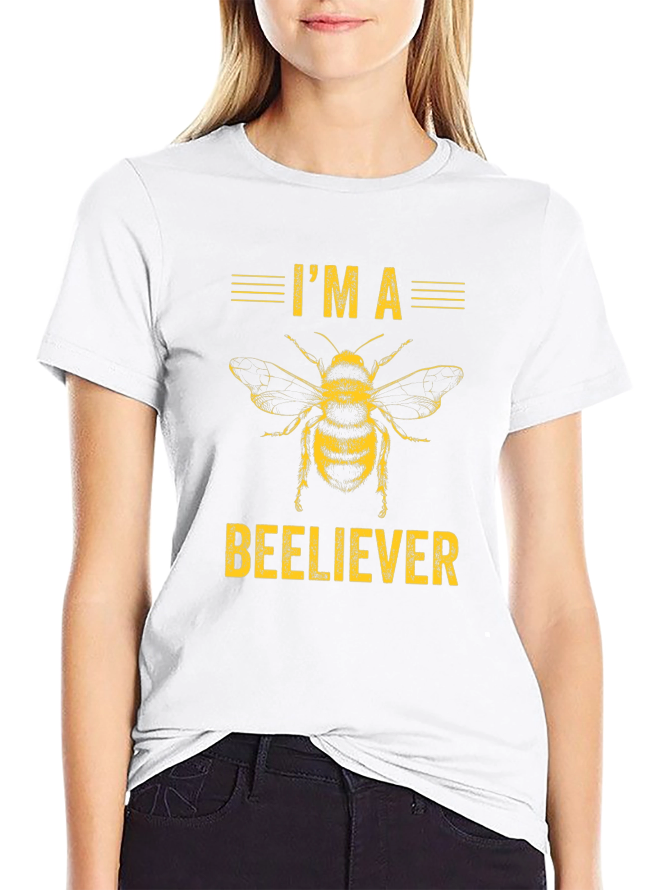 Camiseta Negra Im a Beeliever Abeja