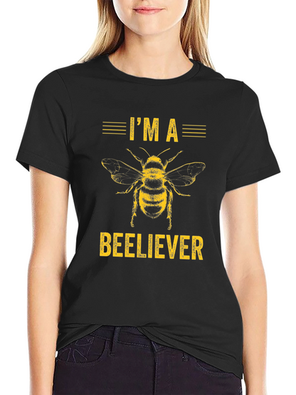 Camiseta Negra Im a Beeliever Abeja