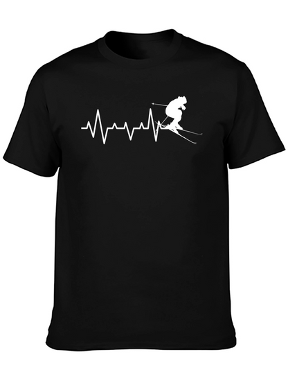 Camiseta Negra Esquí Latido del Corazón