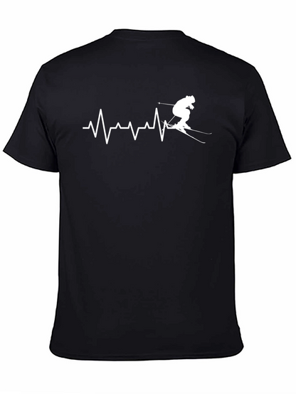 Camiseta Negra Esquí Latido del Corazón