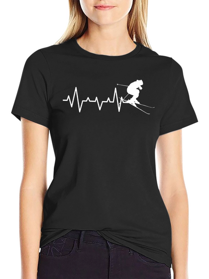 Camiseta Negra Esquí Latido del Corazón