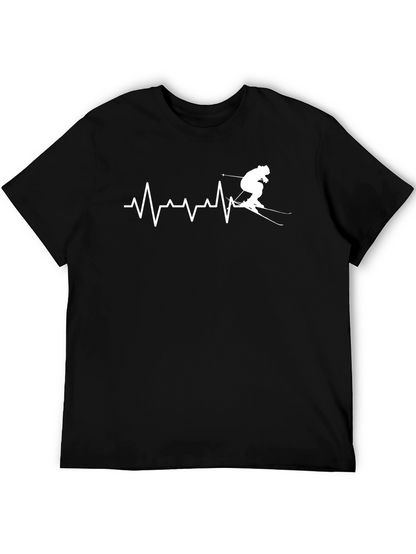 Camiseta Negra Esquí Latido del Corazón