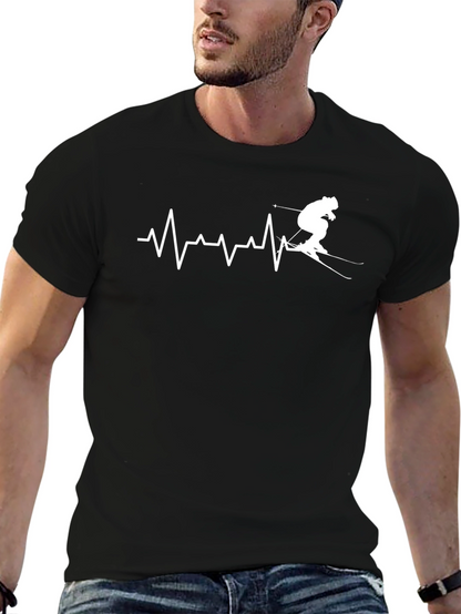 Camiseta Negra Esquí Latido del Corazón