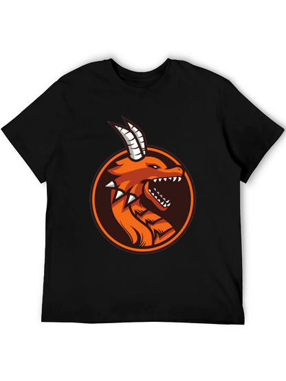 Camiseta Negra con Diseño de Dragón Naranja