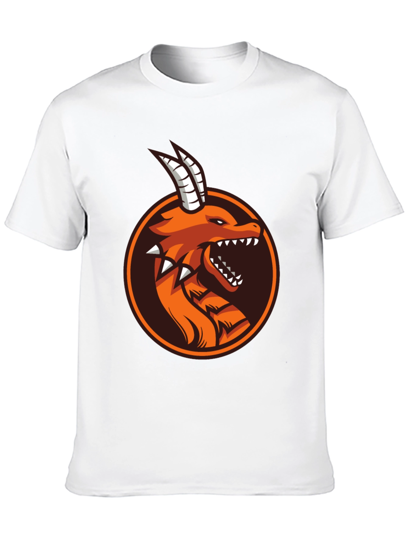 Camiseta Negra con Diseño de Dragón Naranja