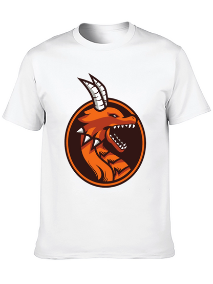 Camiseta Negra con Diseño de Dragón Naranja