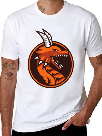 Camiseta Negra con Diseño de Dragón Naranja