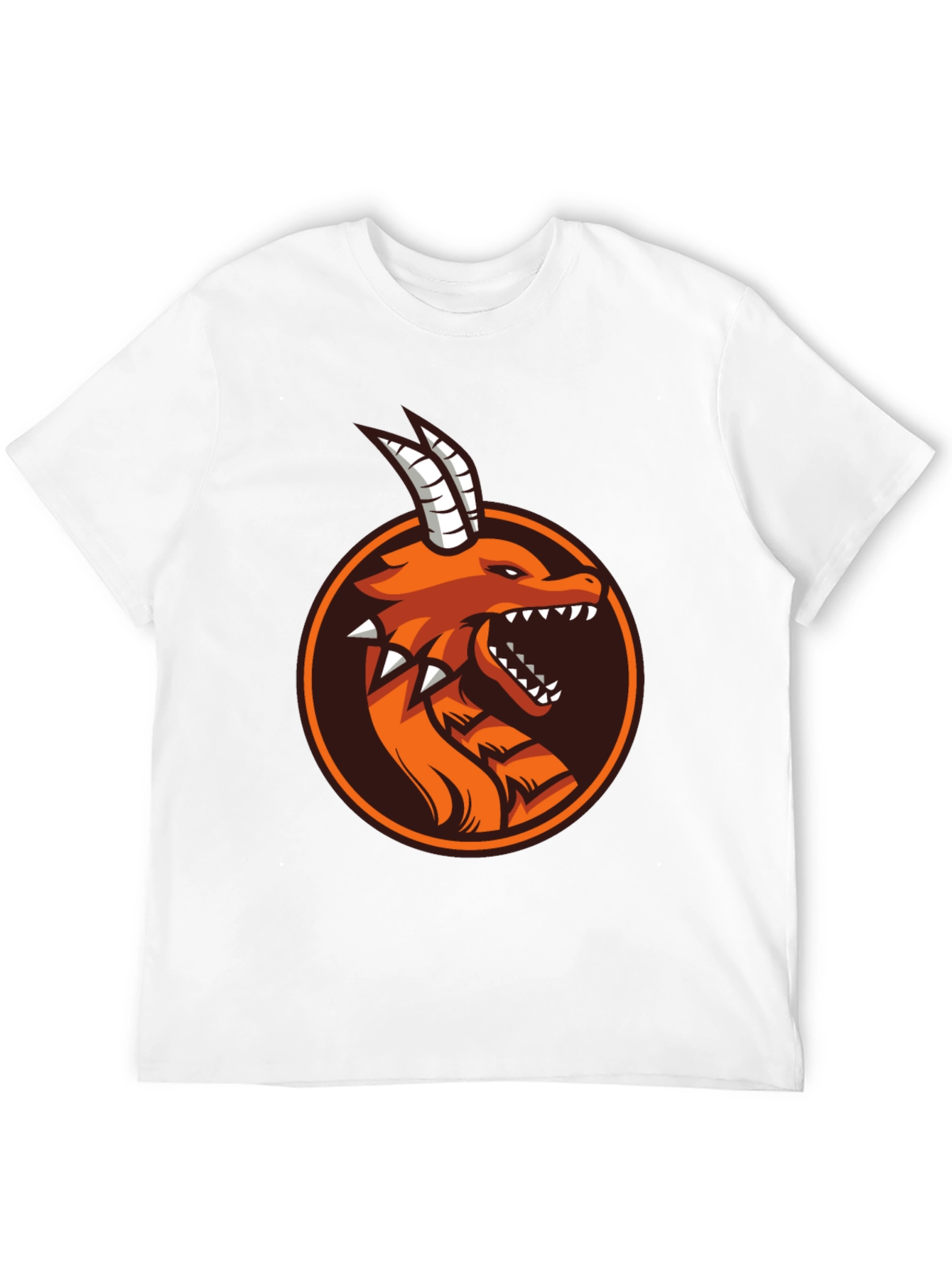 Camiseta Negra con Diseño de Dragón Naranja