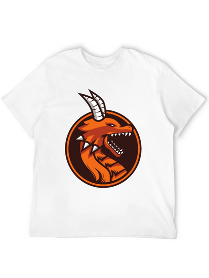 Camiseta Negra con Diseño de Dragón Naranja