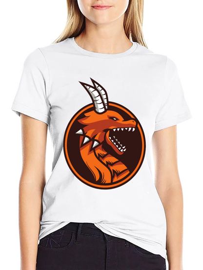 Camiseta Negra con Diseño de Dragón Naranja