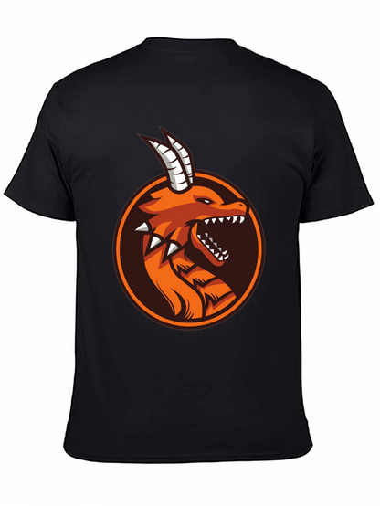 Camiseta Negra con Diseño de Dragón Naranja