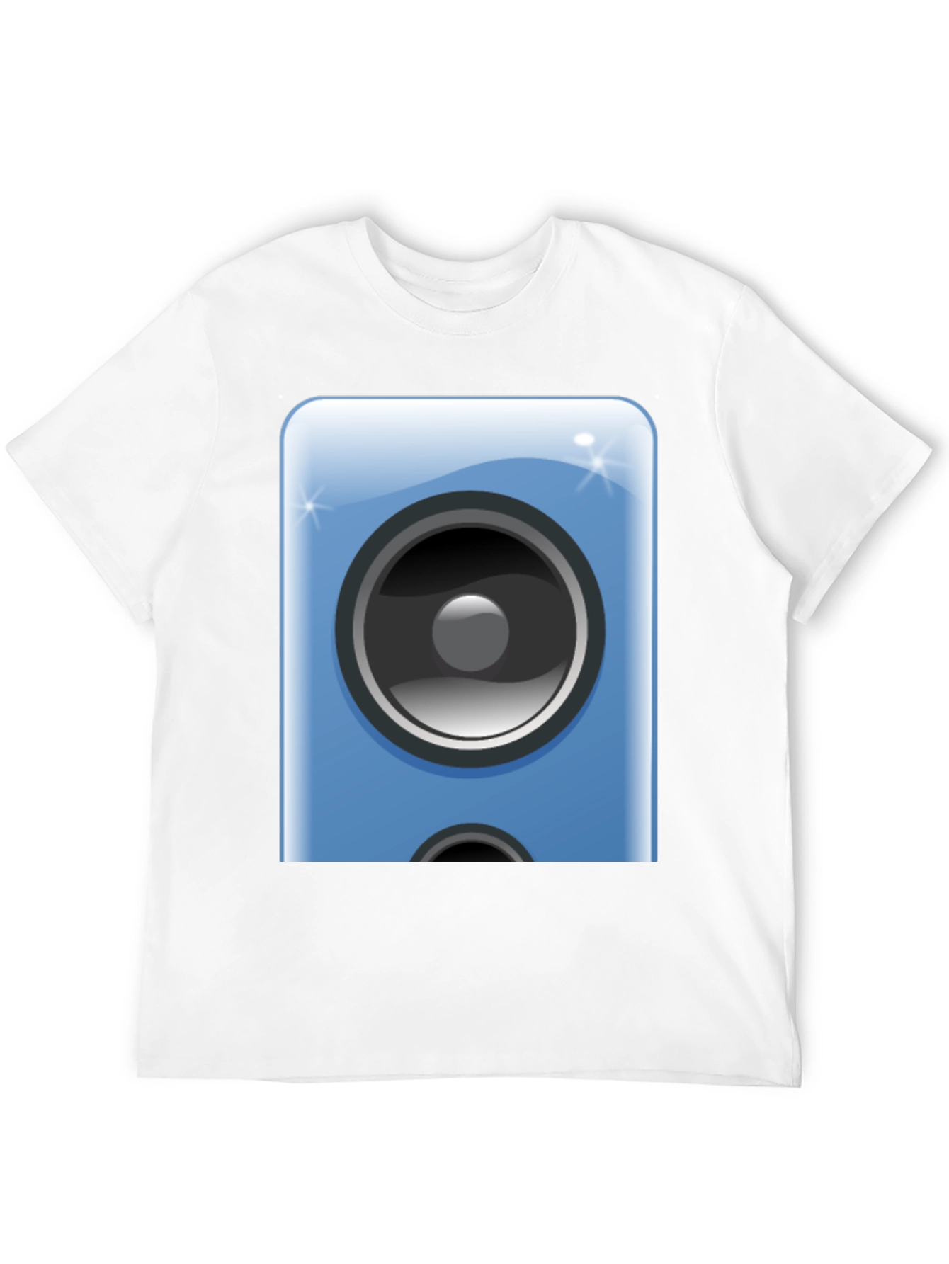 Camiseta Negra con Diseño de Altavoz Azul