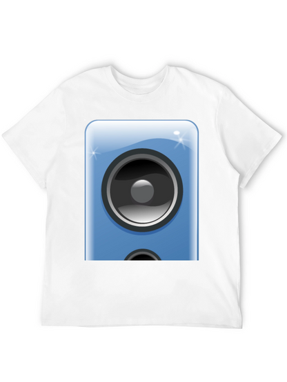Camiseta Negra con Diseño de Altavoz Azul