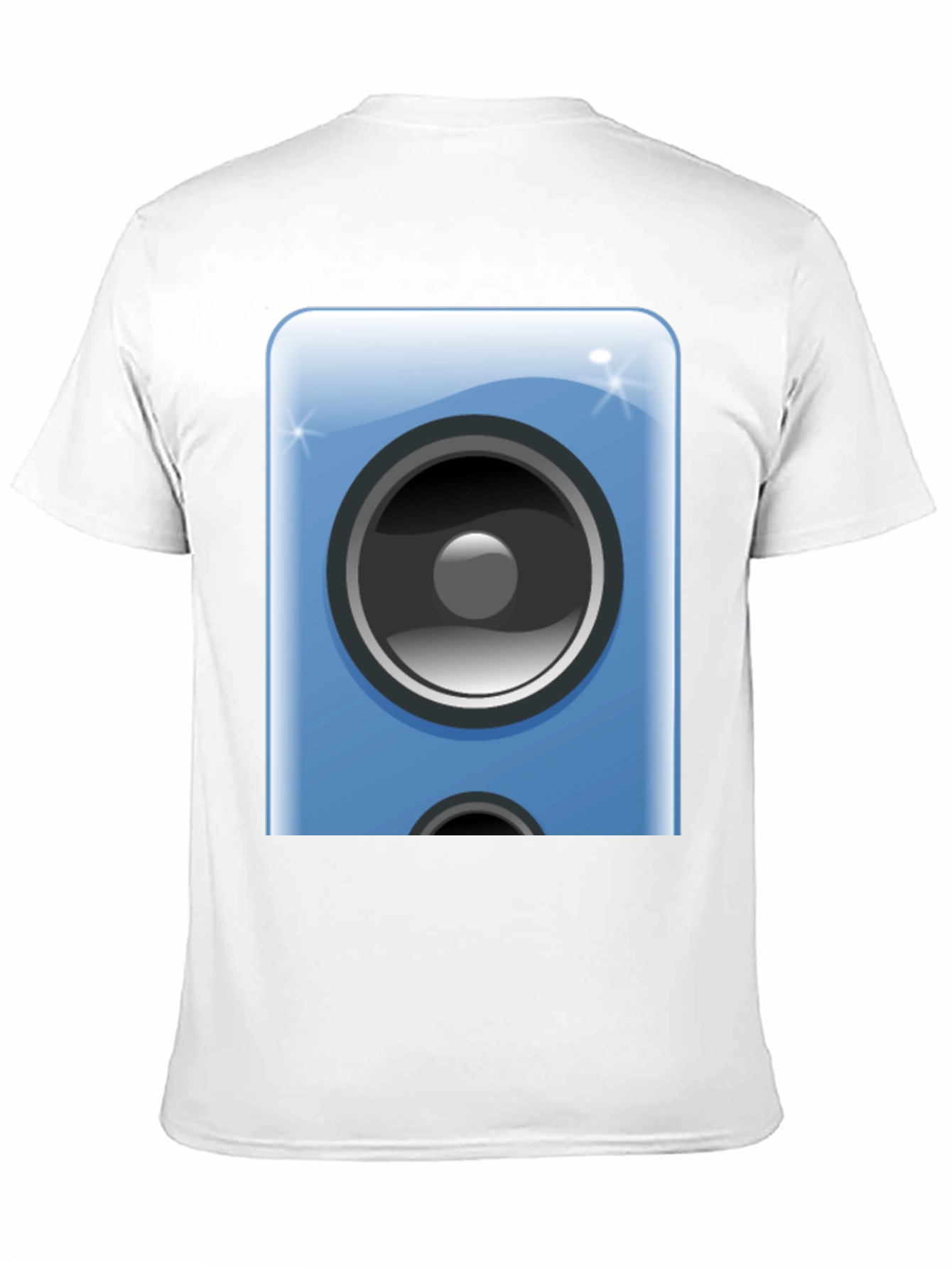 Camiseta Negra con Diseño de Altavoz Azul