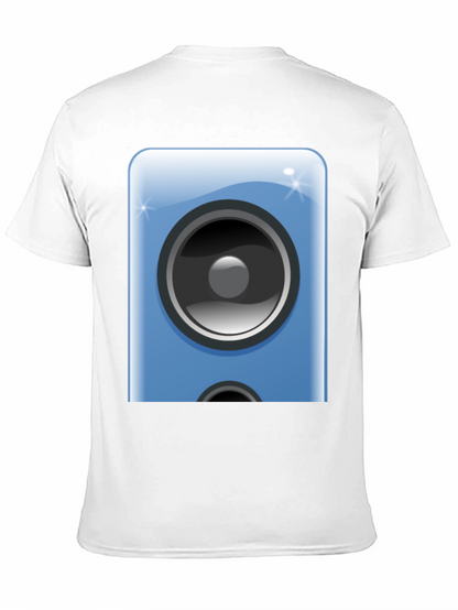 Camiseta Negra con Diseño de Altavoz Azul