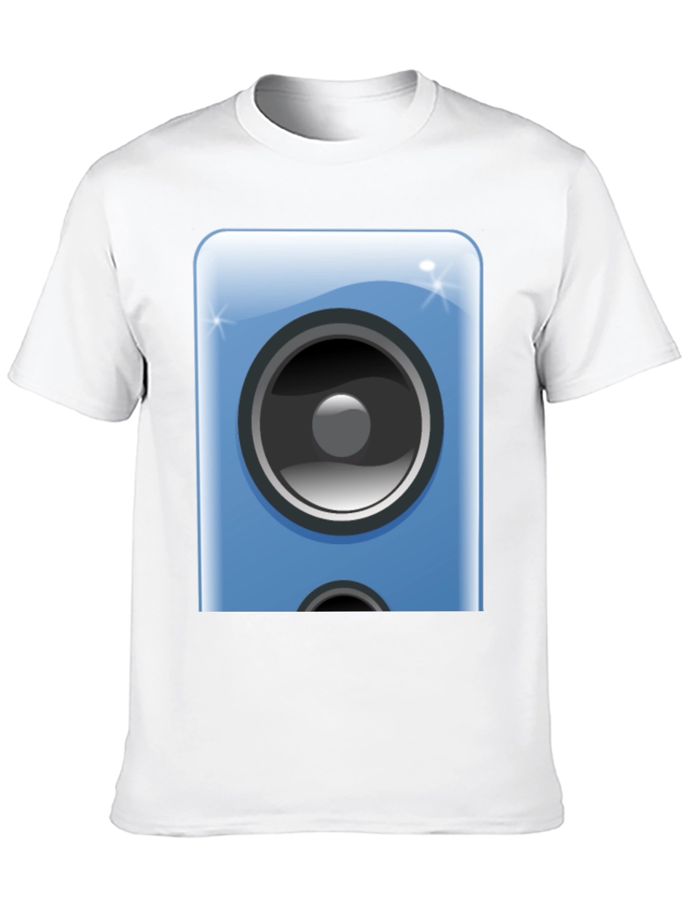 Camiseta Negra con Diseño de Altavoz Azul