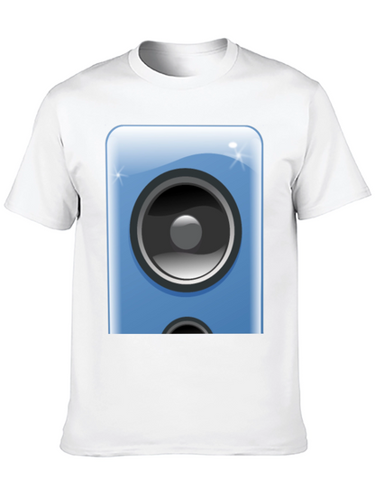 Camiseta Negra con Diseño de Altavoz Azul
