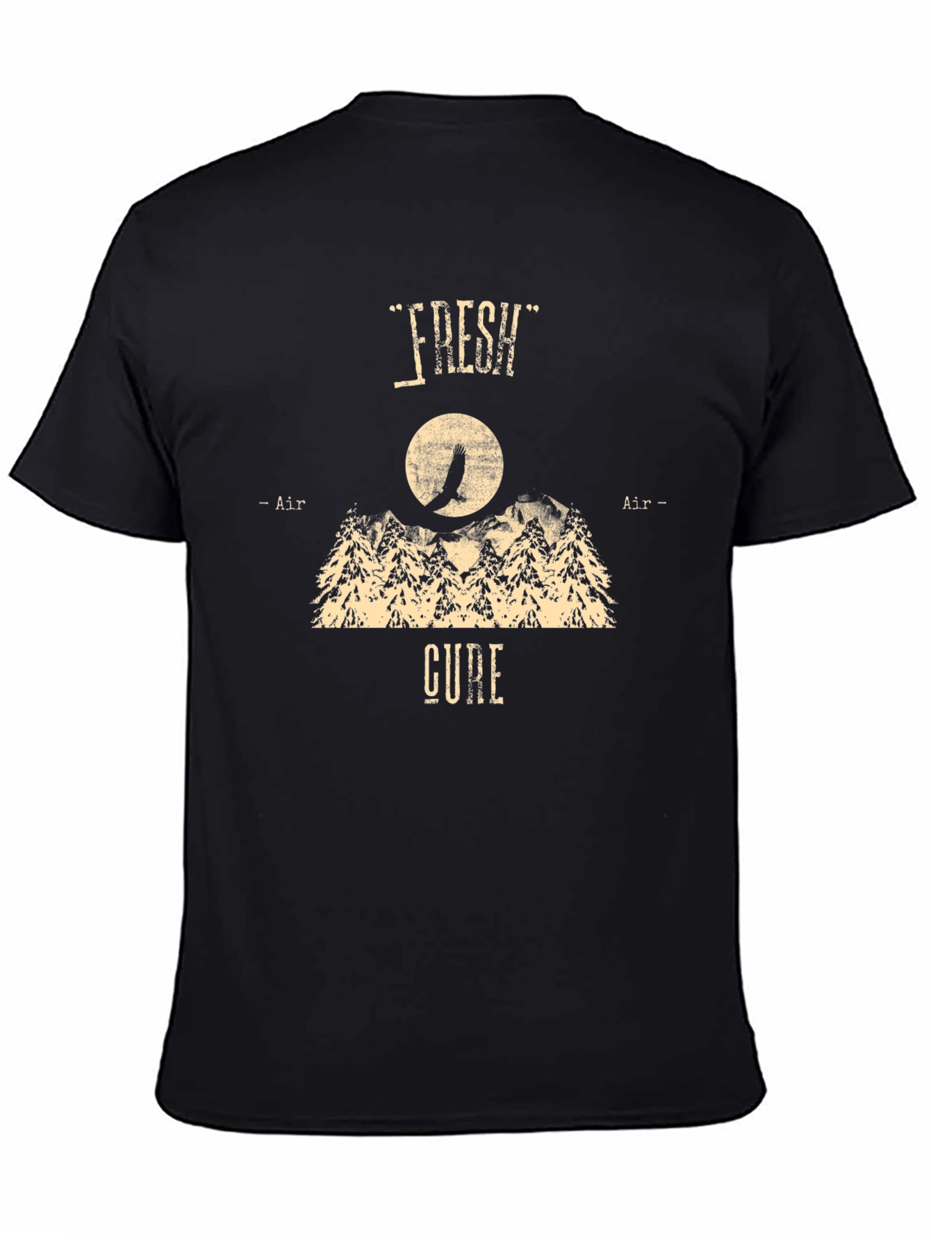 Camiseta Negra Fresh Air Cure Diseño Montaña