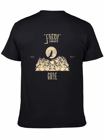 Camiseta Negra Fresh Air Cure Diseño Montaña