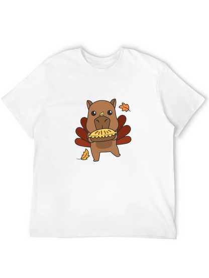 Camiseta Negra con Diseño Divertido de Pavo-Hipopótamo