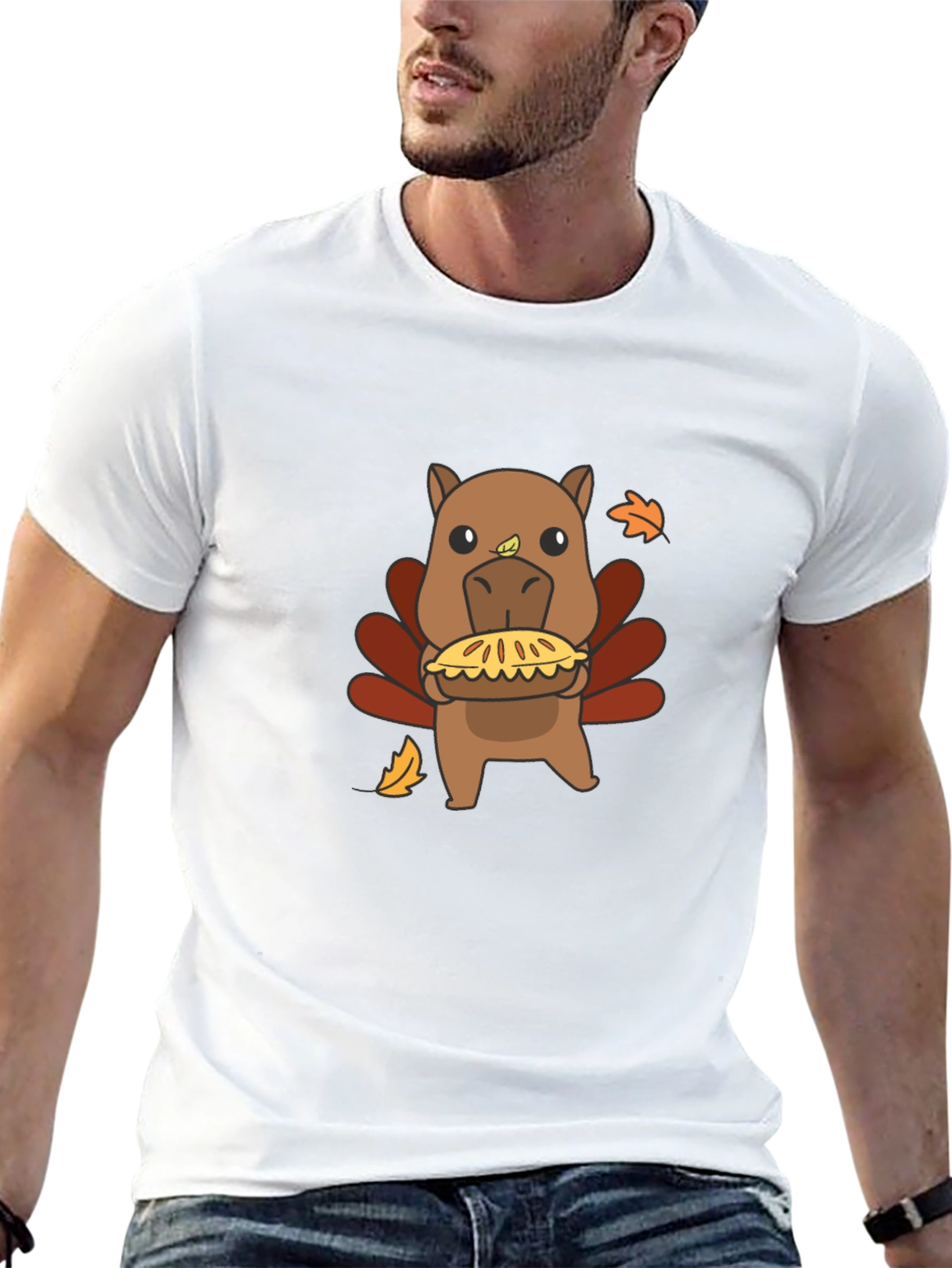 Camiseta Negra con Diseño Divertido de Pavo-Hipopótamo